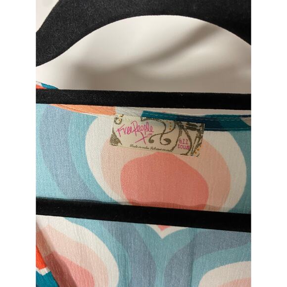 Free People Groovy Baby Maxi Kaftan Dress One Size Modern Rayon Long Colorful - Picture 4 of 8